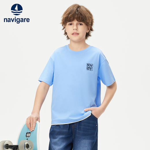 【纳维凯尔】【索罗娜凉感】【120-165】Navigare意大利小帆船男童夏款短袖T恤 商品图0