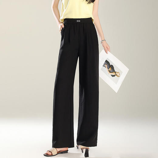 MYX-AS-2507-L松紧腰垂感修身直筒裤2025年夏季新款休闲九分裤时尚窄版阔腿裤 商品图2