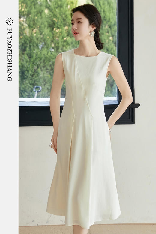 FUYAO扶摇 高雅气质背心连衣裙女2025夏薄款高级感无袖中长款裙子 商品图5