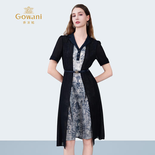 乔万尼2025夏季新品假两件设计收腰显瘦时尚连衣裙ED2E436 商品图2