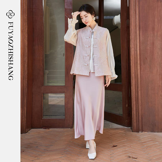 FUYAO扶摇 新中式国风套装女2025国潮复古对襟马甲高级感三件套夏 商品图2