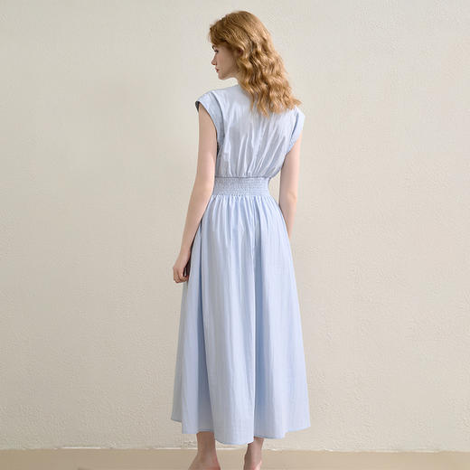 气质温柔通勤风松紧收腰无袖背心裙女夏季V领连衣裙V1250764 商品图4