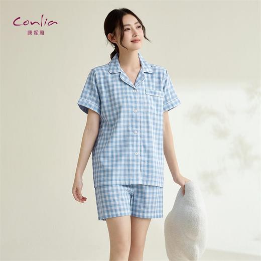 康妮雅女式短袖短裤开襟套装 商品图1