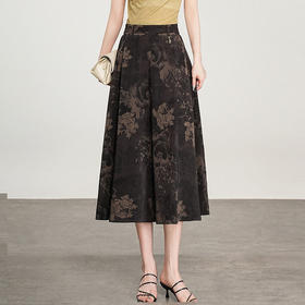 MYX-KDFY-S1927-L中长款通勤印花百褶修身A字裙2025年夏季新款高腰显瘦时尚半身裙