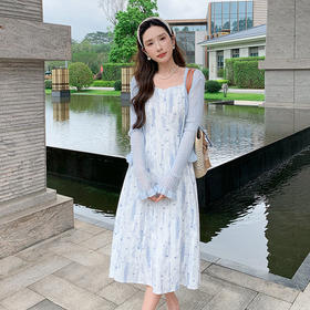 奢姿大码女装2025夏季减龄蝴蝶结针织碎花两件套胖妹妹时尚套装9952935028