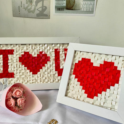 情人节好礼！【爱心积木，送你一份浪漫手工礼~】律动之爱心像素 创意DIY积木 立体拼图相框 桌面摆件 情人节表白礼物-QQ 商品图2