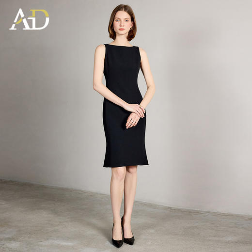 AD高端职业连衣裙女2025新款夏季无袖背心裙修身收腰包臀礼服裙 商品图2