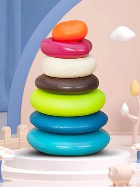 6月+ | 美国B-toys 叠叠环 七彩套圈可啃咬宝宝早教益智玩具软积木早教