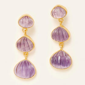 订购10周到｜Carousel Jewels-Rosario-贝壳形 紫水晶 耳环［英国设计师］