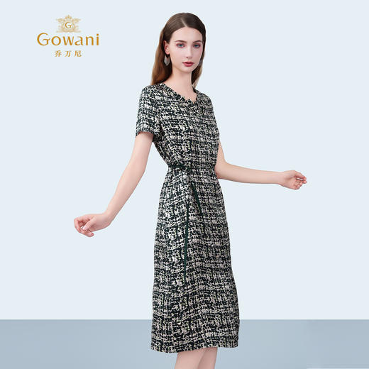 乔万尼2025夏季新品优雅19MM顺纡绉真丝长款连衣裙ED2E439 商品图1