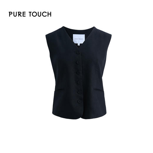 PURE TOUCH经典黑色修身无袖西装马甲 1313242131 商品图0