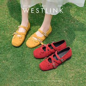 西遇猪鼻子芭蕾鞋女新款夏季铆钉玛丽珍平底鞋彩色浅口单鞋D0956638