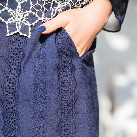 【林栖设计小店】纯棉半身裙拼镂空蕾丝绣花立体优雅2025夏季新品裙子女1952062 商品图4