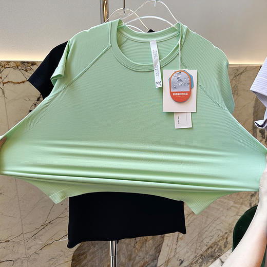 官网580！修身透气冰丝防晒短袖女 高弹无缝圆领跑步速干衣瑜伽健身运动T恤 商品图6