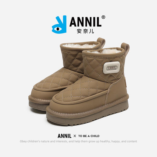 ANNIL/安奈儿儿童雪地靴女童棉靴加绒保暖防水皮靴2024年冬季新款HG4411138 商品图1
