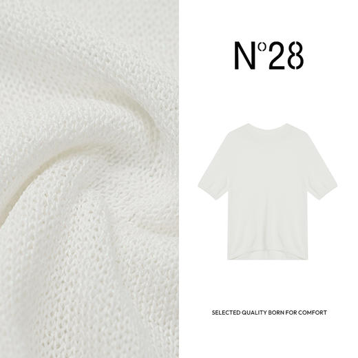 N°28 夏季2025新款法式设计感短袖针织衫女垂感圆领套头T恤上衣895251M501 商品图2