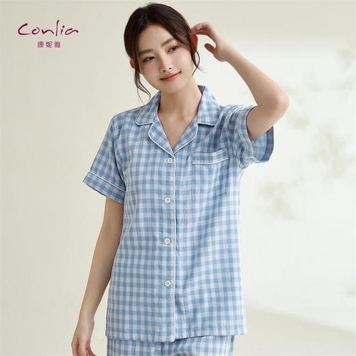 康妮雅女式短袖短裤开襟套装 商品图2