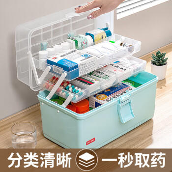 JEKO&JEKO药品收纳箱家用医药箱药品收纳盒家庭医药箱药盒 超大号蓝色 商品图1