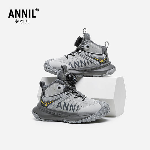 【加绒】ANNIL/安奈儿户外儿童运动鞋保暖2024新款冬季加绒皮面防水二棉鞋HM4405006 商品图3