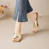 【预售5天】夏日必备复古百搭时尚露趾方头拼色高跟凉鞋MBJR&6895 商品缩略图2