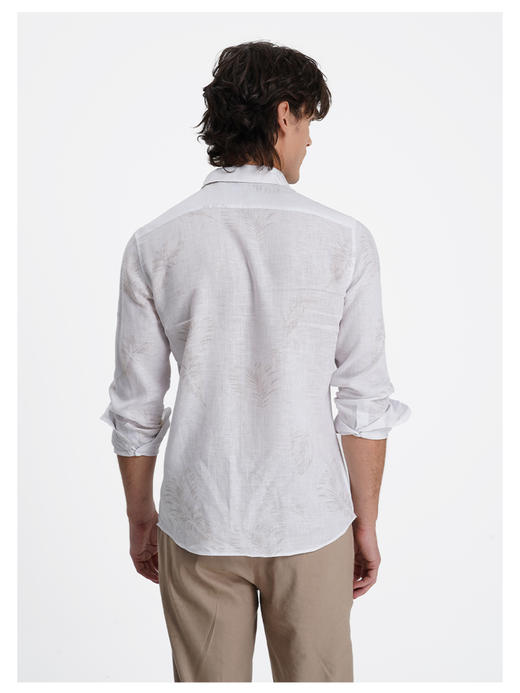 callisto白色亲肤亚麻植物羽毛花型衬衫 商品图4