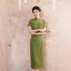 古法连肩袖香云纱绿色高贵雪纺高端2025新款修身春夏款旗袍TX8898 商品缩略图0