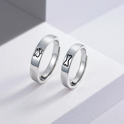 KADER萌趣爱恋 情侣对戒 s999 足银 情侣戒指纯银小众设计生日礼物送男女友 商品图2