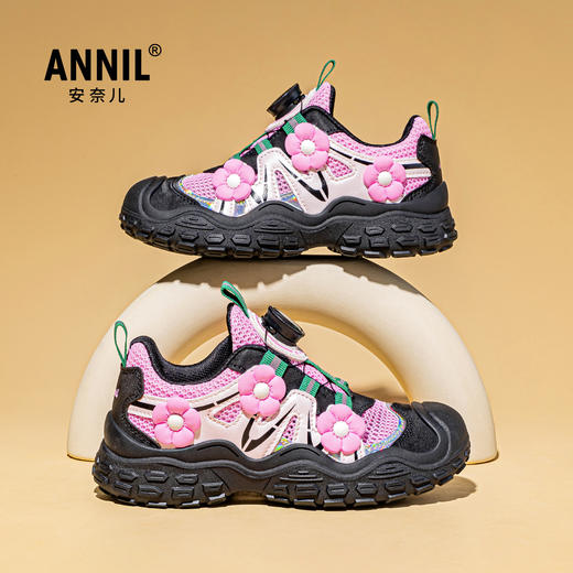 ANNIL/安奈儿女童运动鞋子2025春秋儿童旋转纽扣公主网面鞋女孩透气跑鞋HG5105194 商品图1