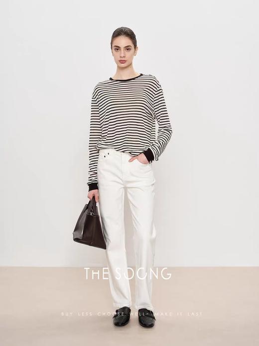 THESOONG|"白牛2.0"赛络纺双芯加软白色中腰弹力牛仔裤女HBNZ6364 商品图5