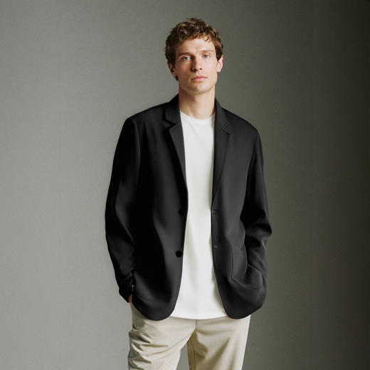 罗蒙男式商务西服轻盈透气休闲单西纯色百搭基础通勤日常西装外套男 商品图3