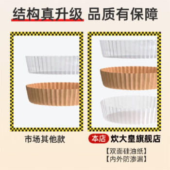 炊大皇 空气炸锅专用纸托硅油纸盘家用烤烘焙吸油烤肉纸碗圆形16cm 50张 商品图4