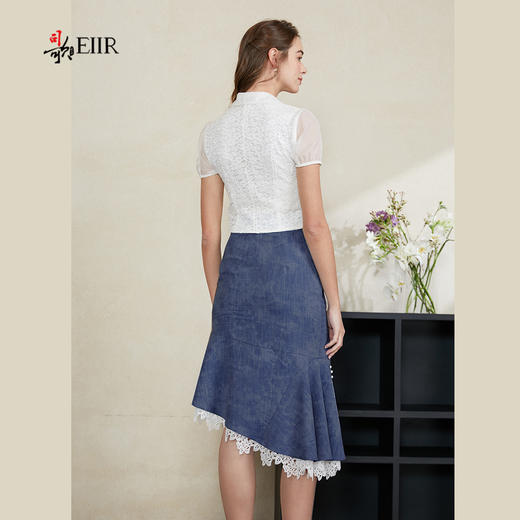 司歌蕾丝短袖v领收腰上衣T911012x 商品图2