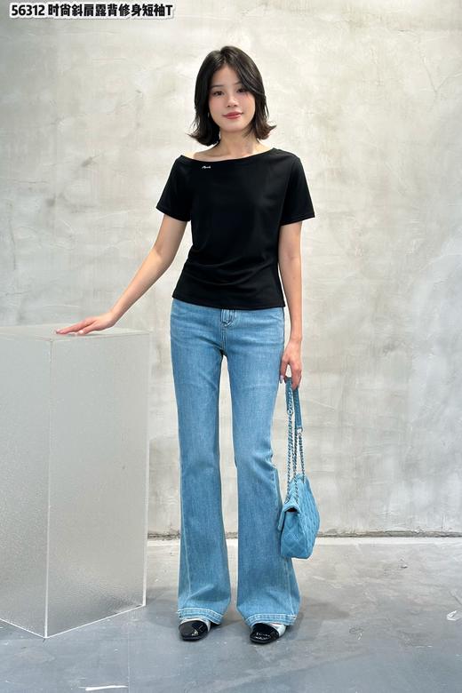 T56312#时尚斜肩露背修身显瘦T 商品图1