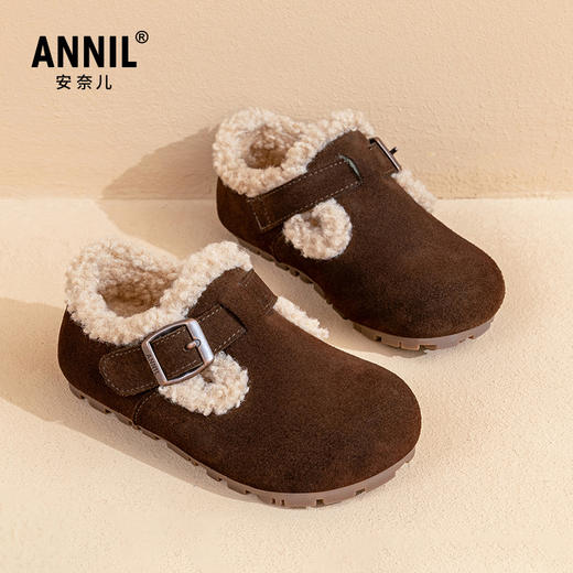 ANNIL/安奈儿软底童鞋冬季新款儿童休闲百搭保暖毛毛鞋加绒勃肯鞋HG4401167 商品图1