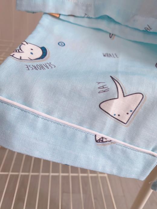 松植屋男童海底世界翻领纱布长袖睡衣套装 儿童100%全棉纱布家居服 商品图4