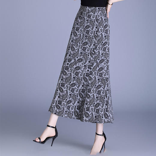 MYX-AS-7331-L时尚印花半身裙2025夏季新款垂感修身显瘦A字裙高腰通勤气质长裙 商品图1