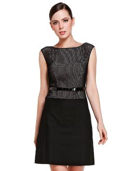 4894415330069 JOAN&DAVID 黑/浅粉色淑女大方无袖连衣裙