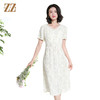 佐尔美夏季新款时尚气质碎花桑蚕丝短袖连衣裙女M42LS91 商品缩略图0