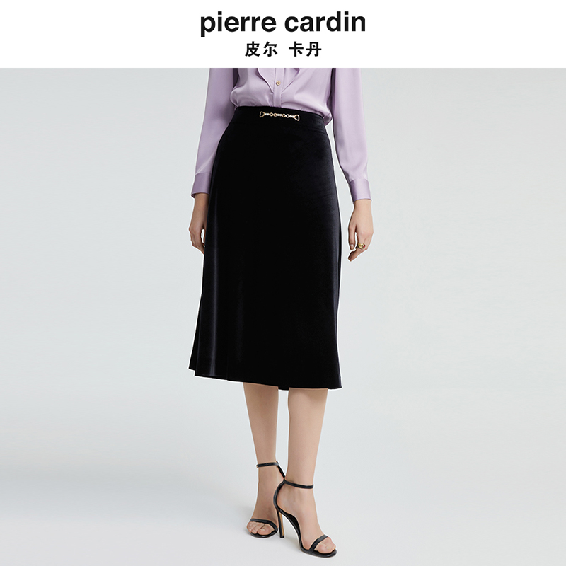 [皮尔卡丹女装]连衣裙通勤轻商务修身显瘦蕾丝袖淑女裙