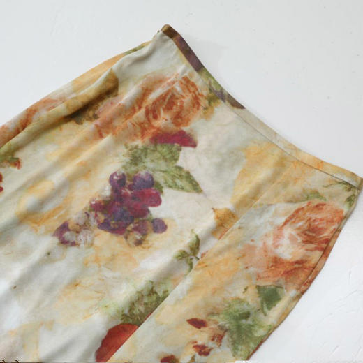 「K」洛诗琳10347水墨印花真丝半身裙2025夏季优雅开叉半裙0970 商品图4