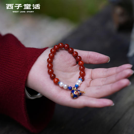 【灵隠景区直发】红玛瑙珍珠手串景泰蓝福禄双高级感新中式手链 商品图2
