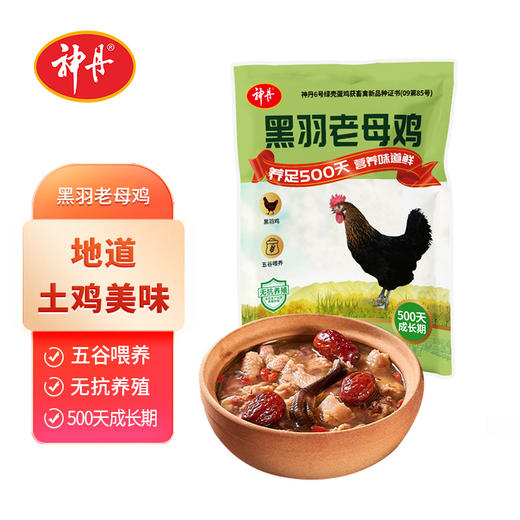 【神丹】正宗黑羽老母鸡农家散养500天土鸡新鲜现杀冷冻走地鸡1000g 商品图0