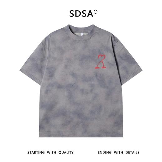 T3389夏季高级感新款重磅彩绘印花爱心短袖T恤男痞帅宽松情侣潮流上衣 商品图1