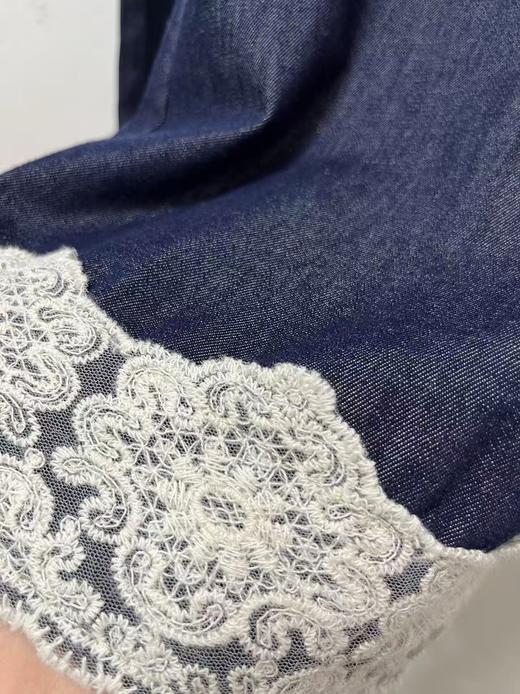  福利推荐~爆款牛仔-水洗固色 不易褪色 99231下摆蕾丝宽松阔腿薄款夏季八九分牛仔-喜出 商品图3