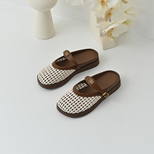 经典鲨2025年夏季新品时尚懒人一脚蹬渔网透气包头凉拖鞋女KW359-529011 商品图3