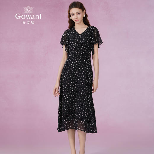 乔万尼真丝连衣裙夏季长裙V领修身气质高级感ET2E218 商品图3