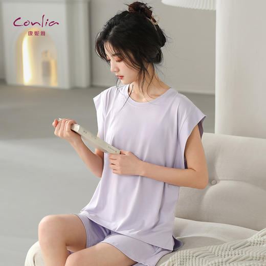 康妮雅女式短袖短裤套头套装 商品图2