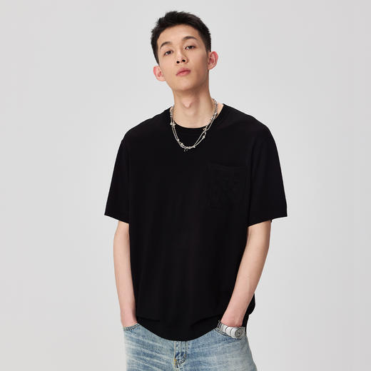 NPC潮牌老钱风【伊力特】口袋肌理压印棋盘格短袖T男潮流NP44TE24 商品图3