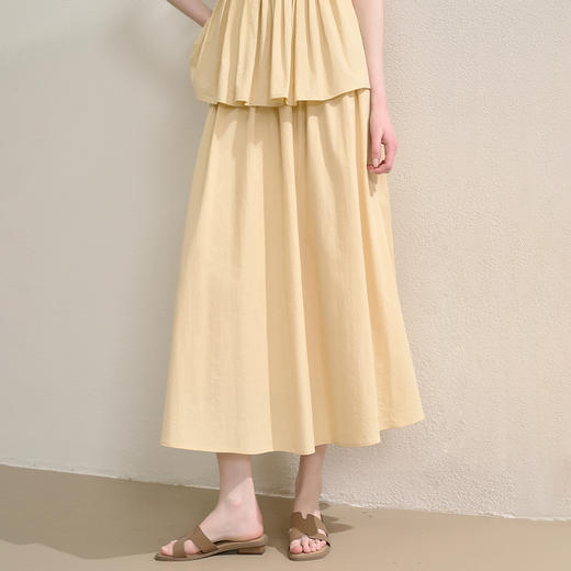 法式浪漫设计感拼接碎褶半身裙女夏季A字伞摆半裙V1150739 商品图0