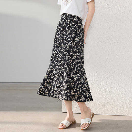 【专属特价】熙世界繁花半身裙女2025夏季新款高腰雪纺a字裙复古浪漫碎花长裙 商品图2